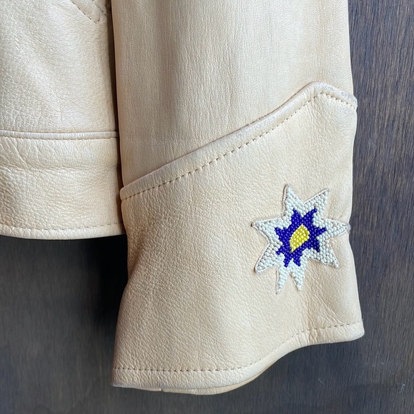 Vintage Ralph Lauren Country Beaded Fringe Tan Leather Jacket M - Picture 4 of 7
